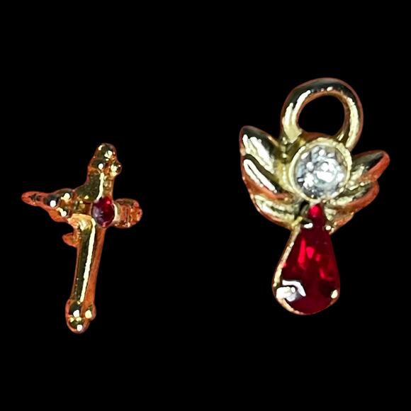 Vintage Christmas Tree Brooch & Holiday Pins Lot Red Green Rhinestone Gold Tone - Picture 13 of 13